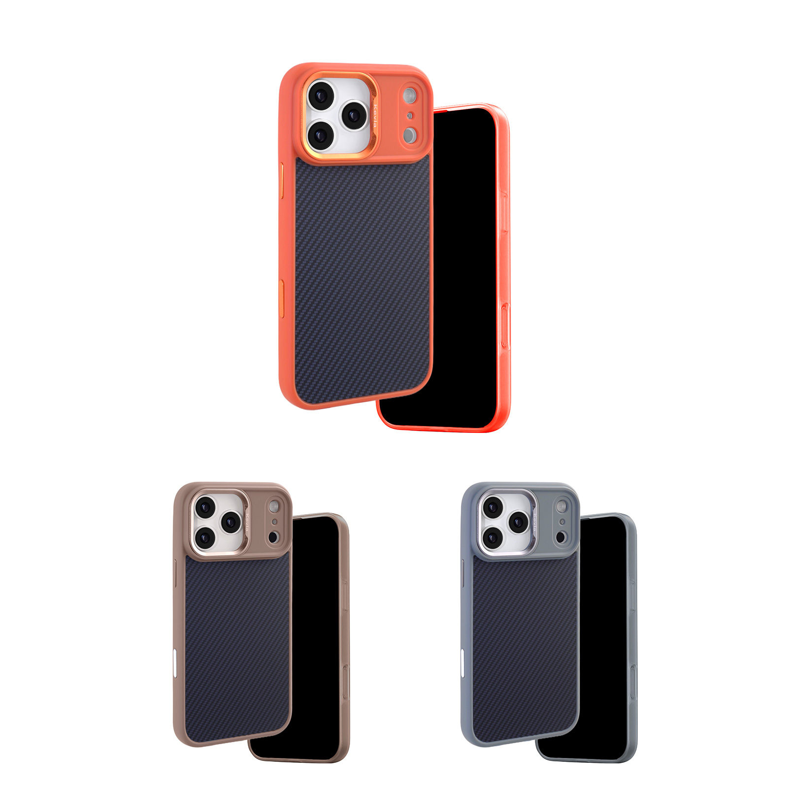 iPhone 17 Pro max Carbon Fiber MagSafe Case Brown Front View, Magnetic Armor Cover