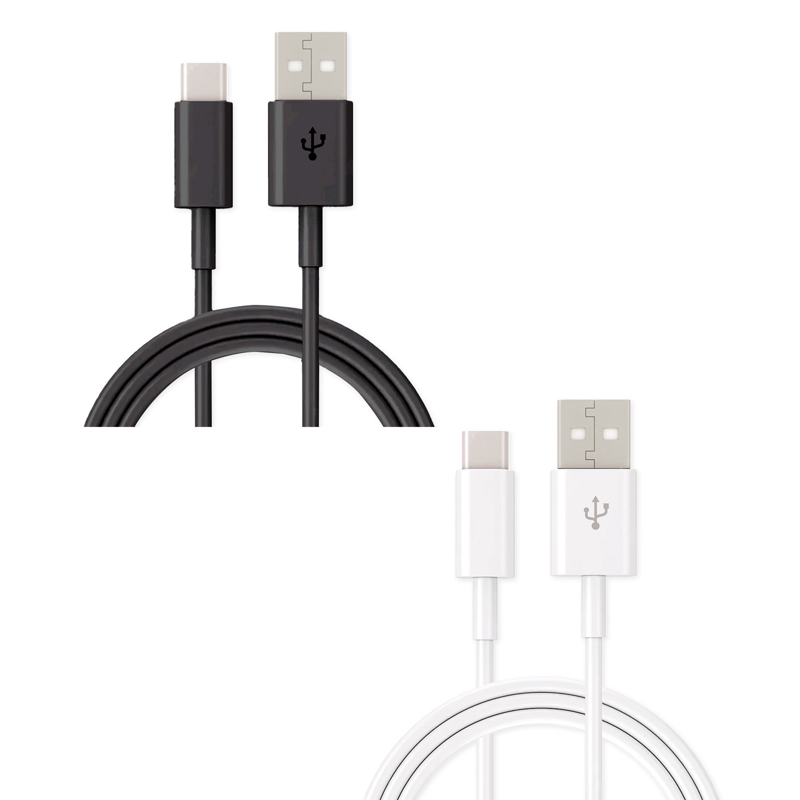 White 3ft USB-A to USB-C Charging and Data Transfer Cable