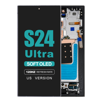 samsung galaxy s24 ultra 5g sm s928u soft oled flat display with titanium black frame