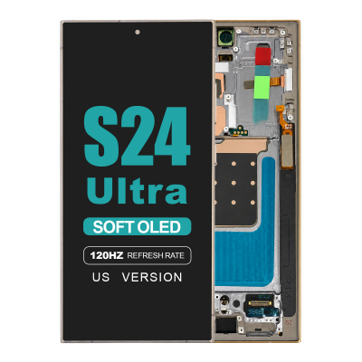samsung galaxy s24 ultra 5g sm s928u soft oled flat display with titanium yellow frame