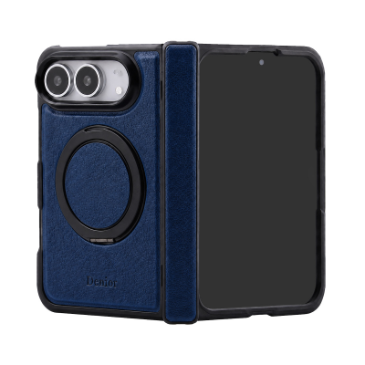  Magnetic Gear Rotating Stand Phone Leather Case for iPhone Duo Dark Blue (Only Ground Shipping)